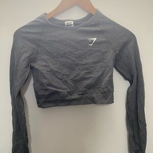 Gray Long Sleeve Crop Top